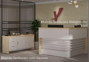 Bacão_de_atendimento_em_L_para_recepção_Tamburato_Artany_Móveis_carvalho_branco_com_balcão
