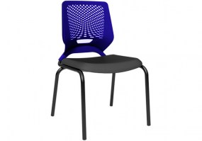 Cadeira-Beezi-fixa-4-pés-preta-sem-braço-Plaxmetal-azul-HS-Móveis