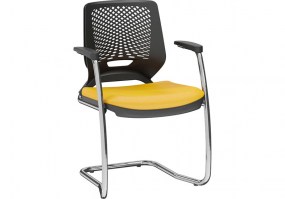 Cadeira-Beezi-fixa-pé-sky-cromado-braço-fixo-Plaxmetal-amarela-HS-Móveis