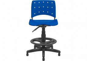 Cadeira-Caixa-Giratória-Ergoplax-Azul-estrutura-preta-sem-braços-HS-Móveis