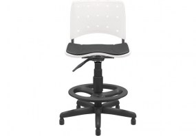 Cadeira-Caixa-Giratória-Ergoplax-Branca-estrutura-preta-sem-braços-HS-Móveis