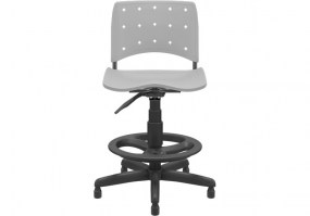 Cadeira-Caixa-Giratória-Ergoplax-Cinza-estrutura-preta-sem-braços-HS-Móveis