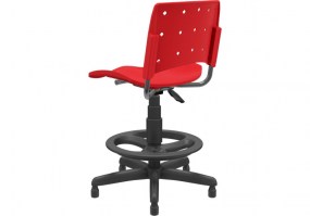 Cadeira-Caixa-Giratória-Ergoplax-Vermelha-estrutura-preta-sem-costas-HS-Móveis2