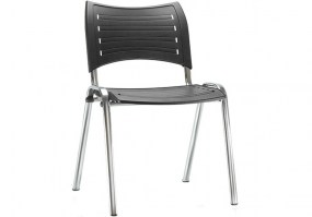 Cadeira-fixa-ISO-empilhável-preta-estrutura-cromada-HS-Móveis