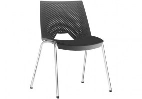 Cadeira-fixa-Strike-empilhável-Preta-estrutura-cromada-HS-Móveis