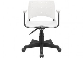 Cadeira-giratória-Ergoplax-com-braço-assento-encosto-branca