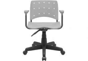 Cadeira-giratória-Ergoplax-com-braço-assento-encosto-cinza