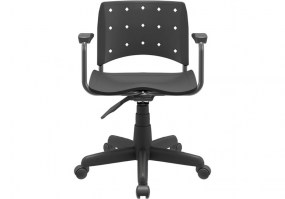 Cadeira-giratória-Ergoplax-com-braço-assento-encosto-preta