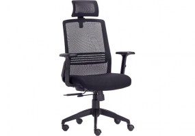 Cadeira-giratória-Joy-Diretor-Syncron-Frisokar-tela-base-nylon-apoio-cabeça-HS-Móveis