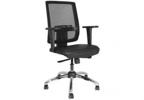 Cadeira-giratória-Presidente-Brizza-Tela-preta-base-cromada-Plaxmetal-HS-Móveis