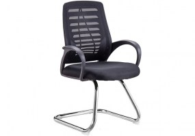 Cadeira-visitante-Best-C201V-encosto-tela-com-braços-base-cromada-HS-Móveis