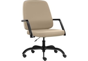 Cadeira_giratória_Diretor_Maxxer_plus_size_150kg_Frisokar_com_braços_base_preta_couro_ecológico_bege