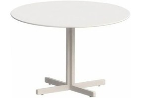 Mesa-para-reunião-redonda-Cinza-15mm-com-perfil-pé-metálico-Cinza