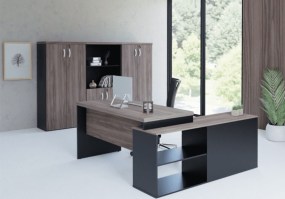 Mesa-reta-com-Credenza-M40-pé-painel-Nogal-Preto-Maranello-13