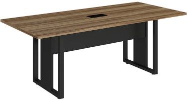 Mesa-reuniao-retangular-pe-quadro-com-caixa-tomadas-nogal-preto