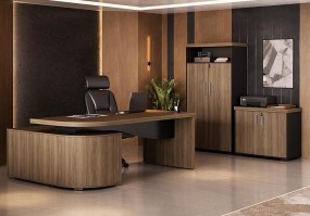 Mesa_Tamburato_Select_balcao_LD_para_diretoria_com_balcão_Credenza_Artany_nogal_preto_traseira
