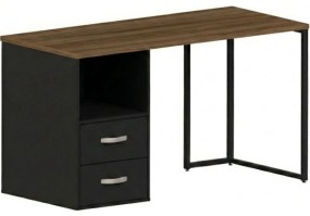 Mesa_reta_viena_pe_industrial_com_02_gavetas_Maranello_nogal_preto
